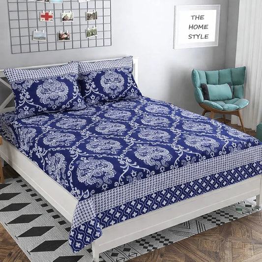 Soft Cotton Double Bedsheet Set with 2 Pillow Covers-GO - image 2