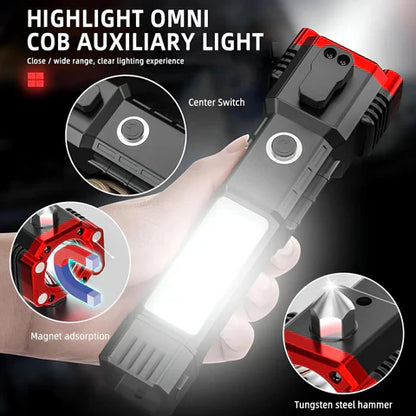 7-in-1 Emergency Multi-Tool Hammer with Built-In LED Torch