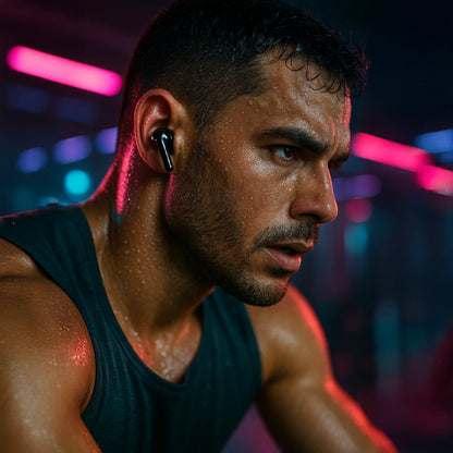 Pure Black Earbuds with Deep Bass, Quad Mic & 48H Playback