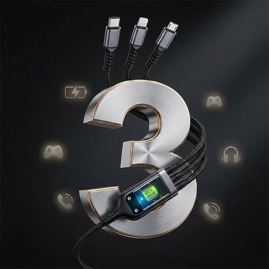 3-in-1 Fast Charging Nylon Braided Cable with 3A Output