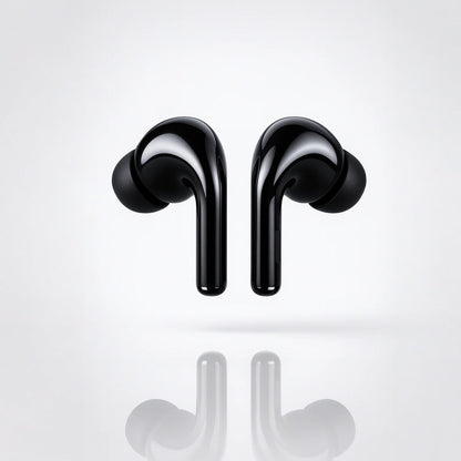 Pure Black Earbuds with Deep Bass, Quad Mic & 48H Playback