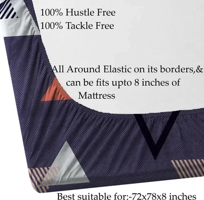 Cotton Elastic Fitted Double Bedsheets With 2 Pillow Covers (72*78* Upto 10 Inches) & 360 Degree Elasticated @ Just Rs.599/-