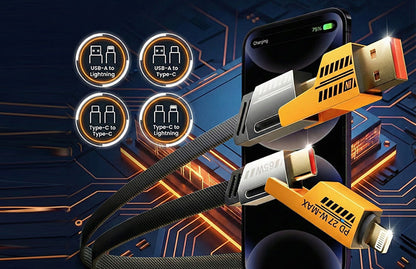 4 in 1 Cable | Gold Plated Ports | Ultra Fast Charging & Data Transfer | Supporting Thunderbolt, Type C, Lightning, Type A for All Phones & Laptop - image 3
