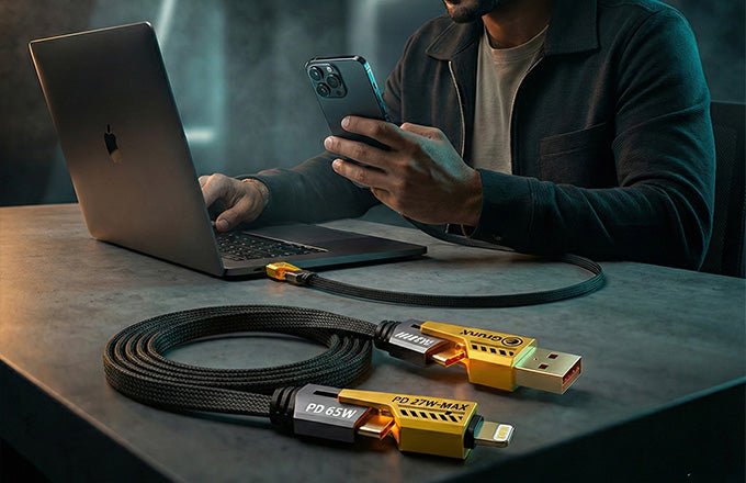 4 in 1 Cable | Gold Plated Ports | Ultra Fast Charging & Data Transfer | Supporting Thunderbolt, Type C, Lightning, Type A for All Phones & Laptop