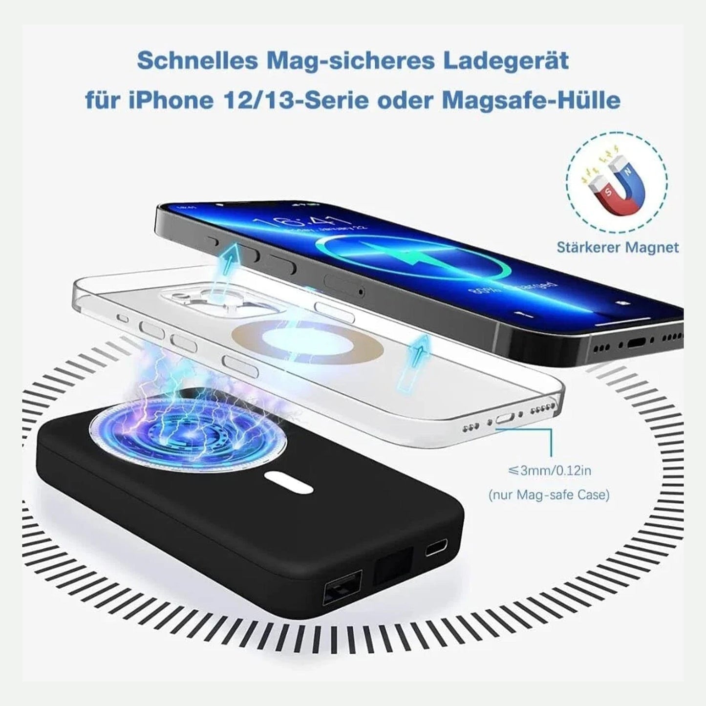 Magnetic Wireless Power Bank | Snap-On Charger for Android & iPhone | 10000mAh Power