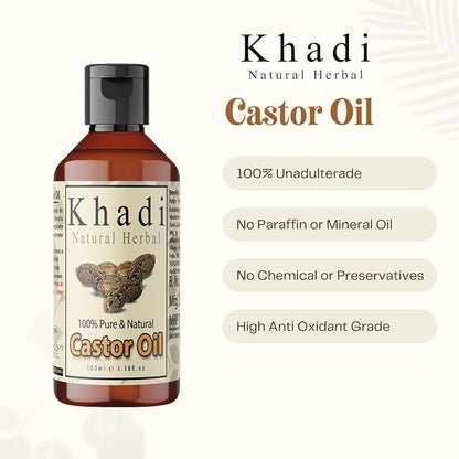 Khadi India Herbal Castor Oil For Hair Growth| 100ml