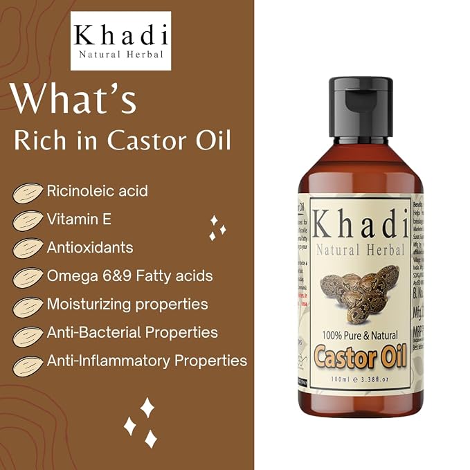 Khadi India Herbal Castor Oil For Hair Growth| 100ml