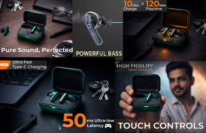 Buds Air 7 Pro TWS Earbuds with Dual Drivers & 48HOUR Playtime