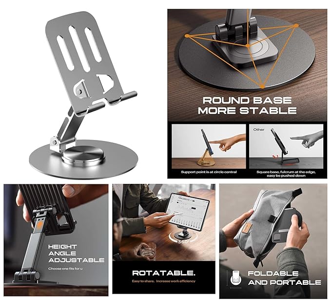 360 adjustable aluminium phone stand with anti-slip base