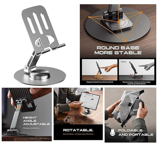 360 adjustable aluminium phone stand with anti-slip base