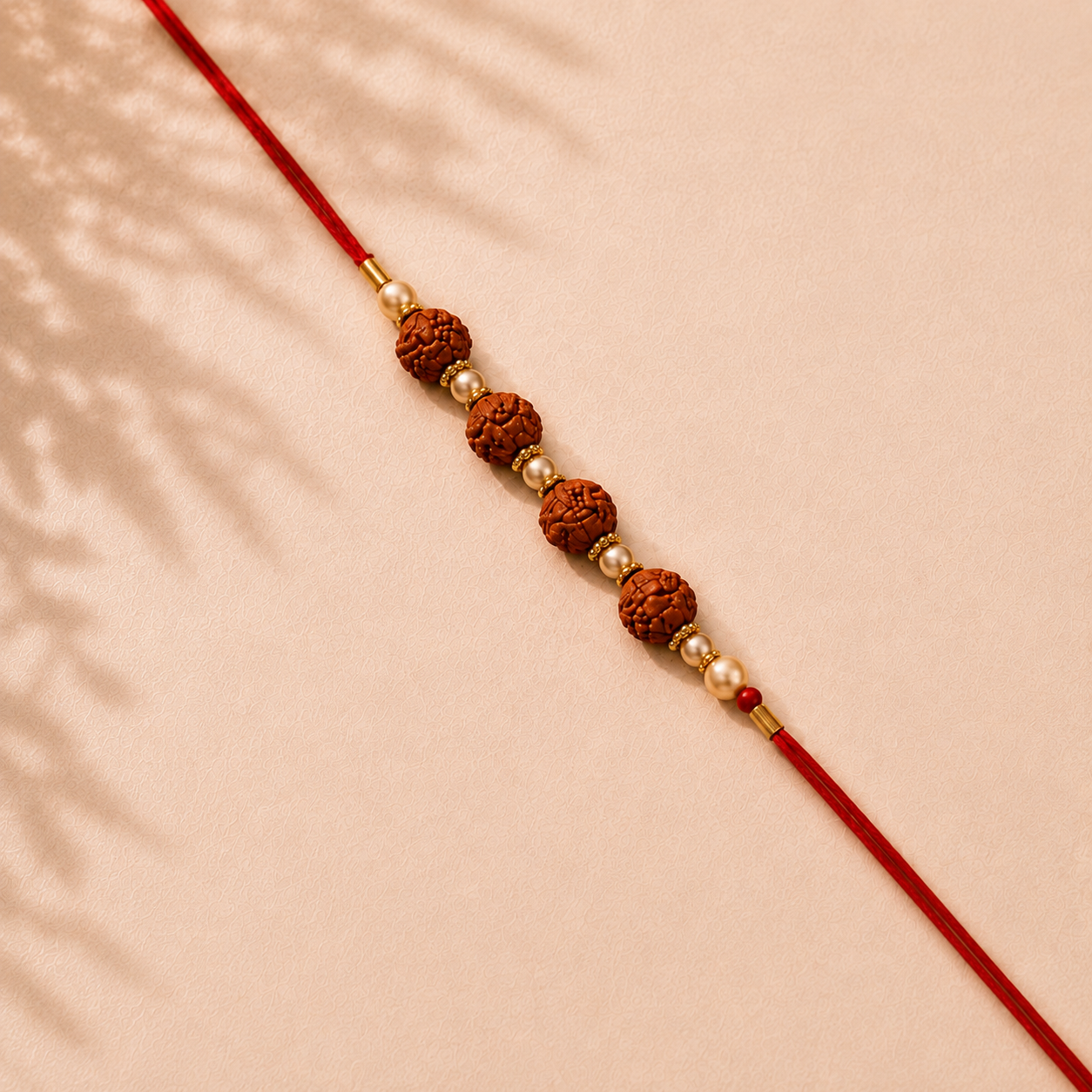Premium Rudraksha Rakhi Combo with Decorative Pooja Thali & Kashmiri Saffron- MKC
