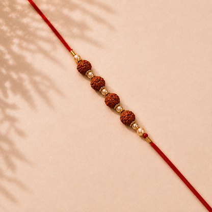 Premium Rudraksha Rakhi Combo with Decorative Pooja Thali & Kashmiri Saffron- MKC