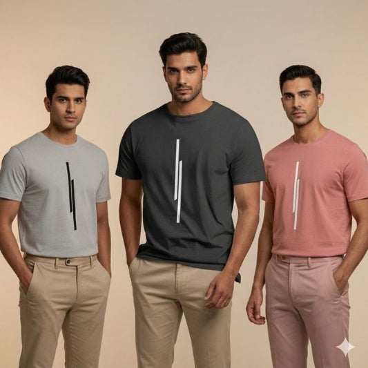 Men’s Round Neck Graphic Printed T-Shirts Combo Pack of 3