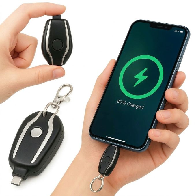 🔑⚡ Mini Keychain Power Bank 1500mAh 🔋 | Pocket-Friendly Fast Charger 📱 | Type-C & iOS Ready ✨