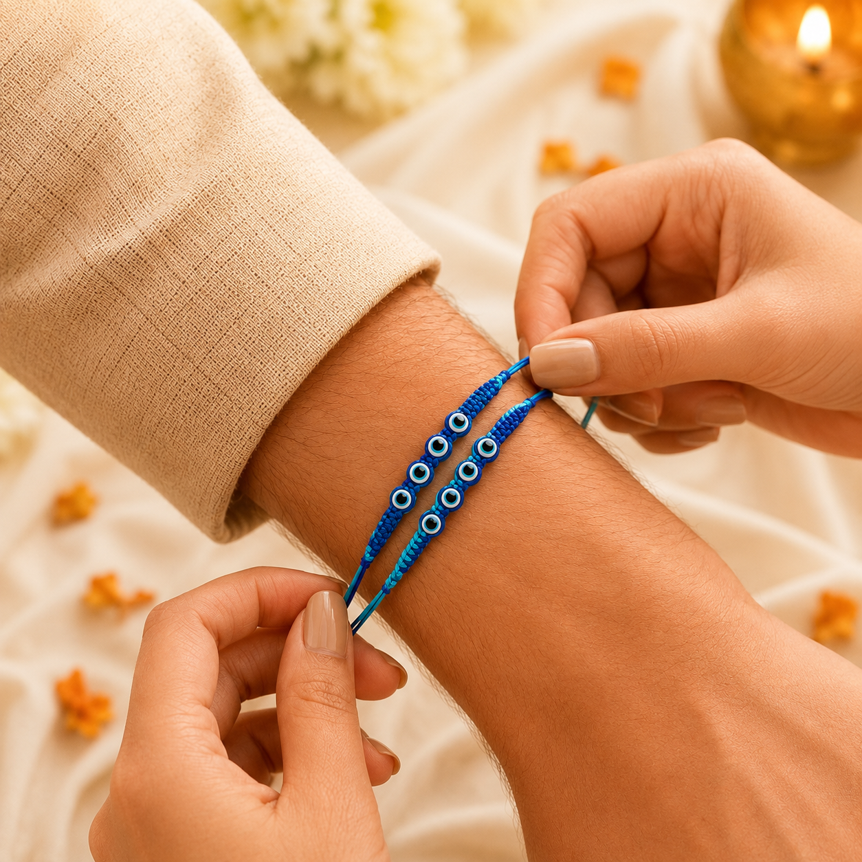 Protective Blue Evil Eye Thread Rakhi- MKC