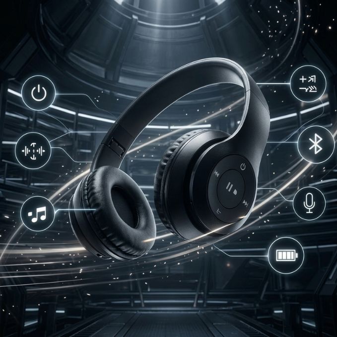 P47 Bluetooth Wired/Wireless Foldable Headphones | HD Sound | Built-in Mic