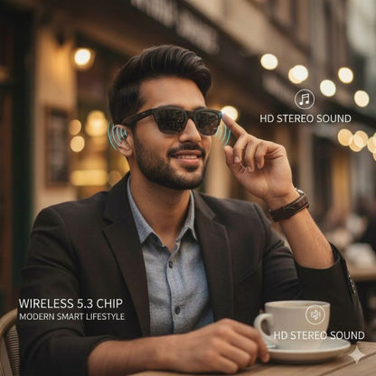 Smart Bluetooth Audio Glasses - Sunglasses with Built-in Mic & Speakers, Open Ear Wireless Headphones Smart Glasses for Adults, Solar-Powered Smart Sunglasses