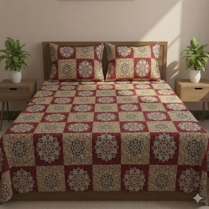 Soft Cotton Double Bedsheet Set with 2 Pillow Covers
