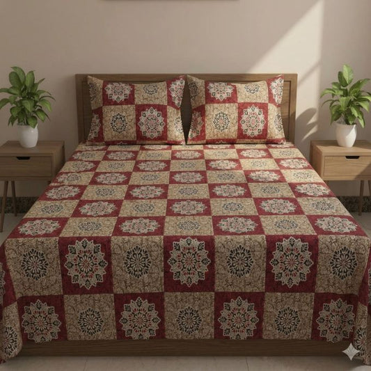 Soft Cotton Double Bedsheet Set with 2 Pillow Covers