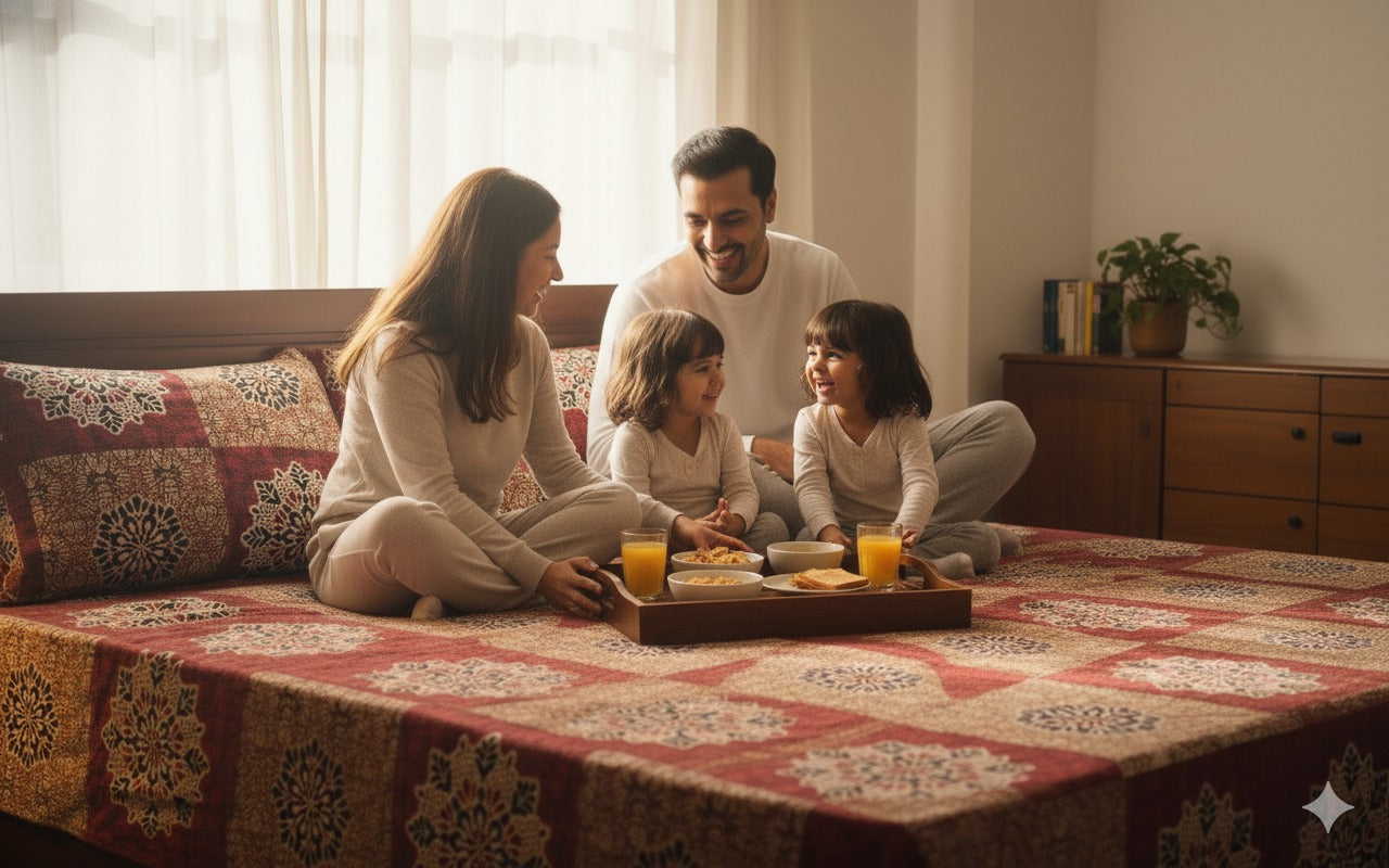 Cotton Double Bedsheet With 2 Pillow Covers