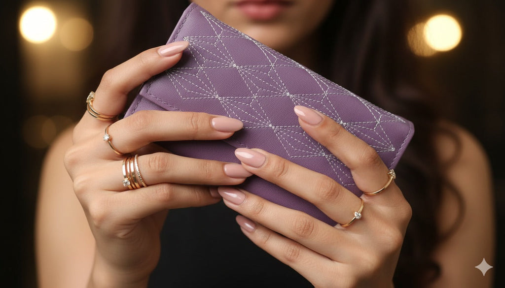 Women's Faux Leather diamond-stitch Wallet