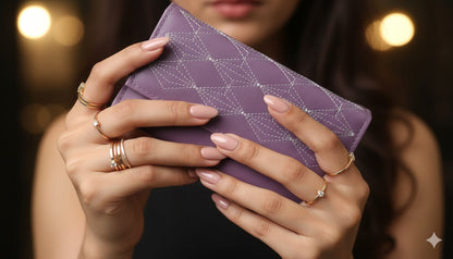 Women's Faux Leather diamond-stitch Wallet