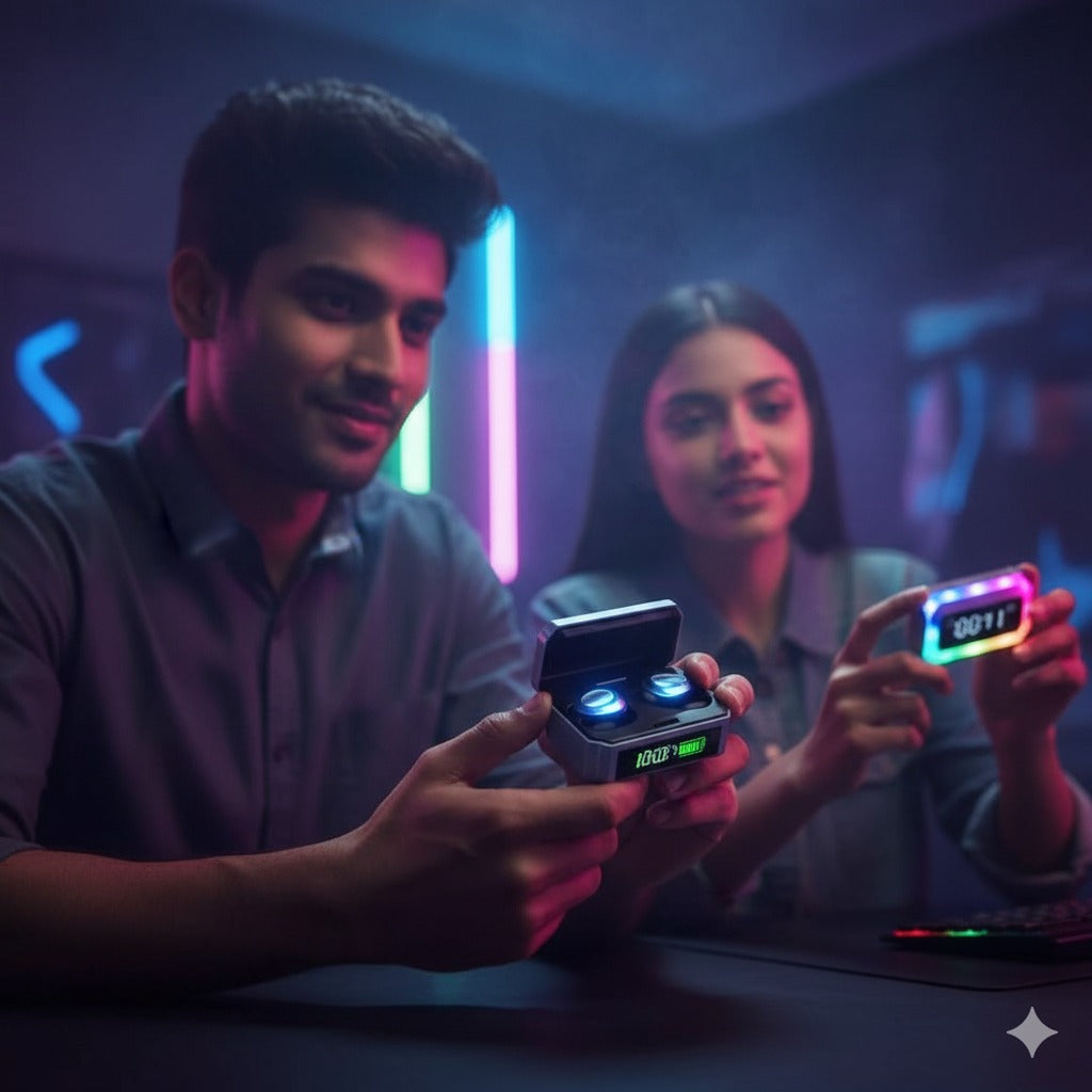 Wireless Bluetooth Earbuds with Powerbank Case and Display Clock