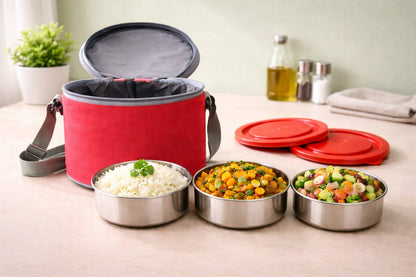 Round Lunch Box – 3 Bowl Set (200 ml Each) with Carry Bag - image 5