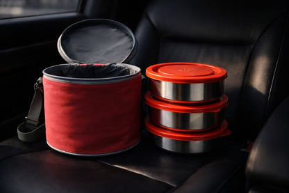 Round Lunch Box – 3 Bowl Set (200 ml Each) with Carry Bag - image 3