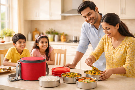 Round Lunch Box – 3 Bowl Set (200 ml Each) with Carry Bag