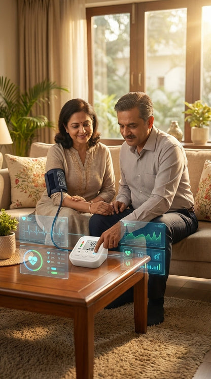 BP Machine Digital Automatic for Home Use | Blood Pressure Monitor with Voice, Large Display, Accurate Upper Arm Cuff for Adults & Elderly (DMBP03-O)