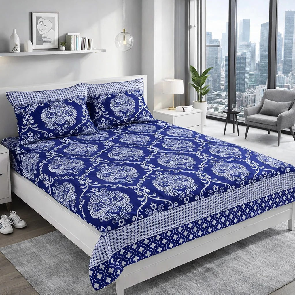 Soft Cotton Double Bedsheet Set with 2 Pillow Covers-GO - image 7
