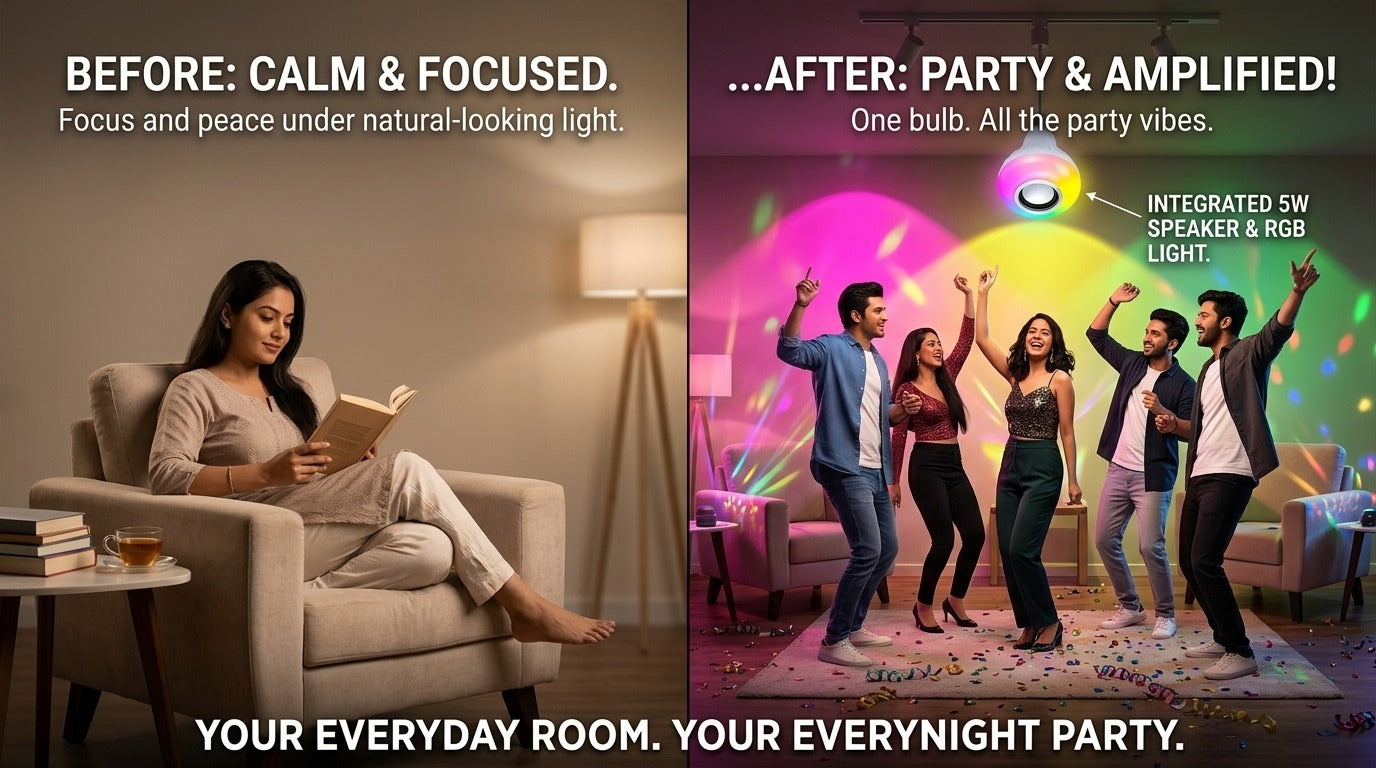 Led Wireless Light Bulb With Speaker | Bluetooth Enabled | Colour Changing Remote Control Access