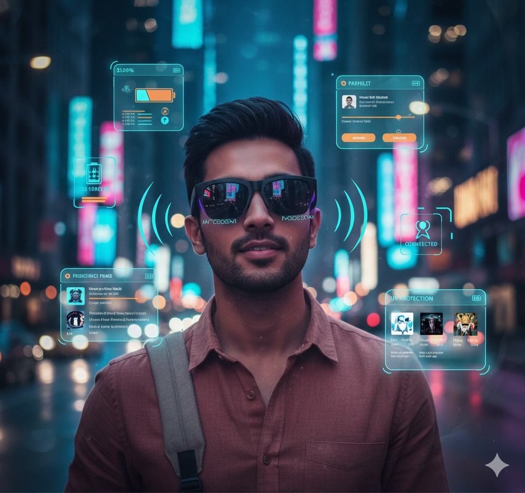 Smart Bluetooth Audio Glasses - Sunglasses with Built-in Mic & Speakers, Open Ear Wireless Headphones Smart Glasses for Adults, Solar-Powered Smart Sunglasses