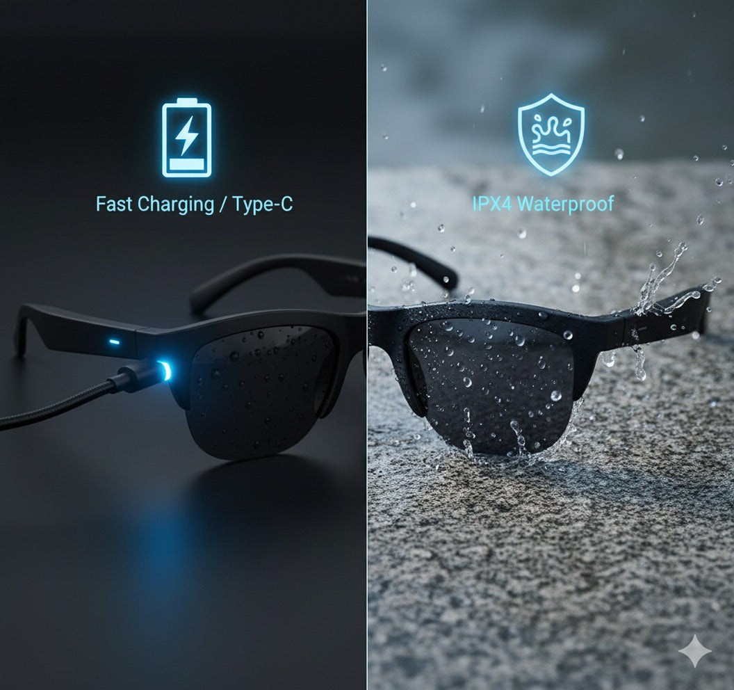 Smart Bluetooth Audio Glasses - Sunglasses with Built-in Mic & Speakers, Open Ear Wireless Headphones Smart Glasses for Adults, Solar-Powered Smart Sunglasses - image 4