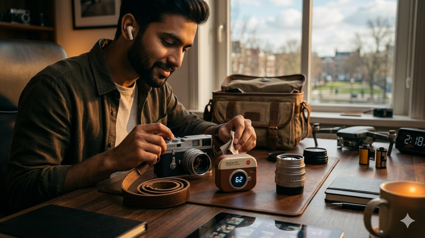 Retro Camera Design Portable Hi-Fi Bluetooth Speaker with TWS Wireless Earbuds (Brown) - image 3