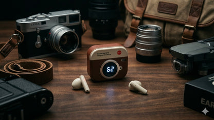 Retro Camera Design Portable Hi-Fi Bluetooth Speaker with TWS Wireless Earbuds (Brown) - image 4