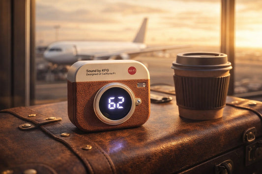 Retro Camera Design Portable Hi-Fi Bluetooth Speaker with TWS Wireless Earbuds (Brown)