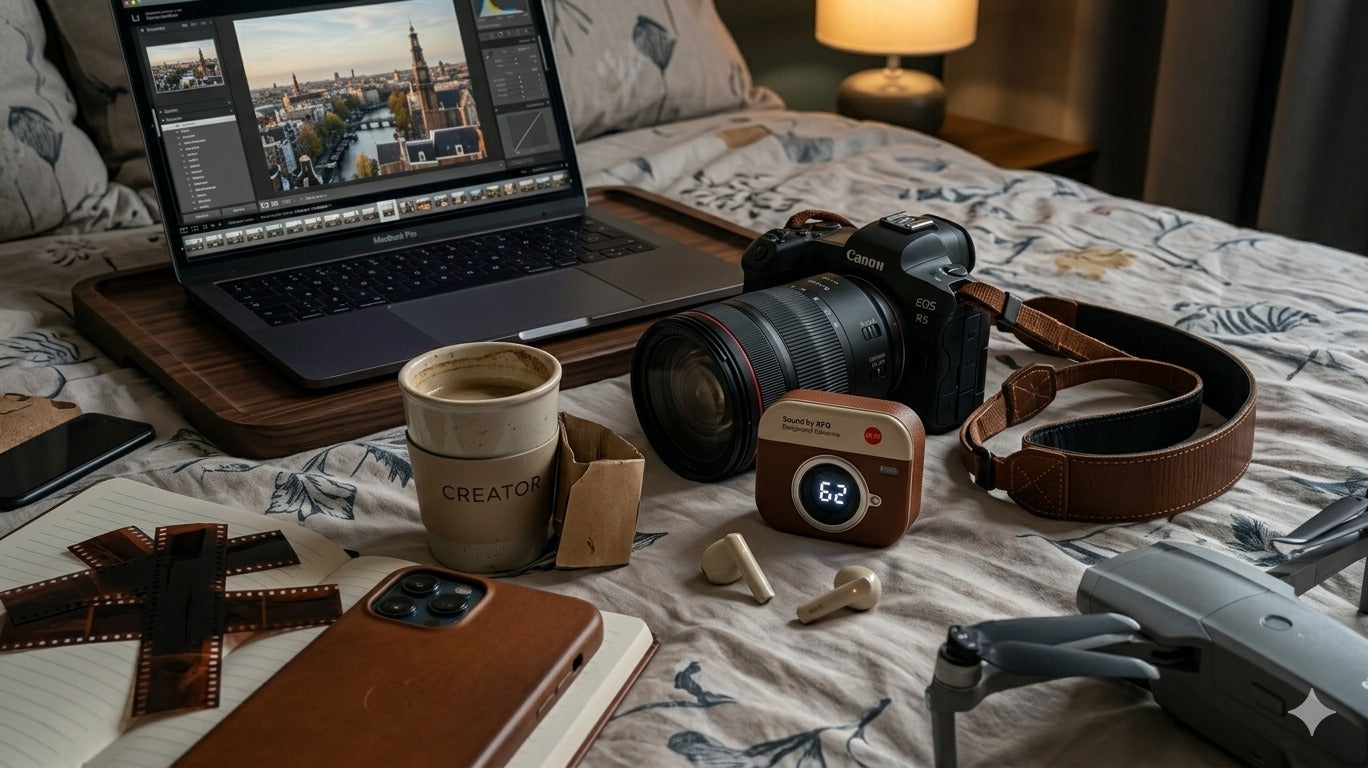 Retro Camera Design Portable Hi-Fi Bluetooth Speaker with TWS Wireless Earbuds (Brown) - image 6