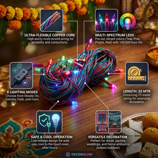 Decorative LED String Lights Multi Color | 25 Meter-UP